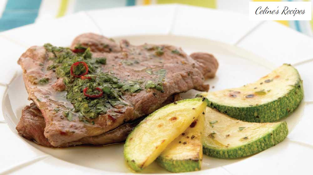 Steak with chimichurri sauce