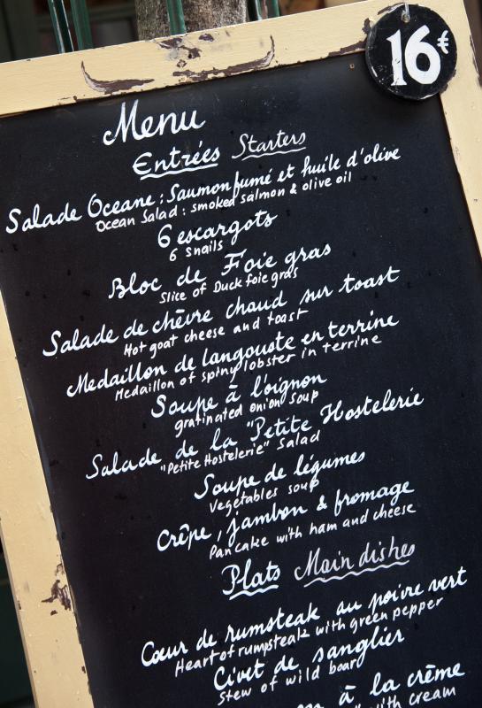 Quais são os pratos de uma refeição francesa?